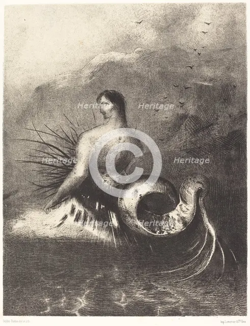 La sirene sortit des flots vetue de dards (The Siren clothed in barbs, emerged from the waves, 1883. Creator: Odilon Redon.