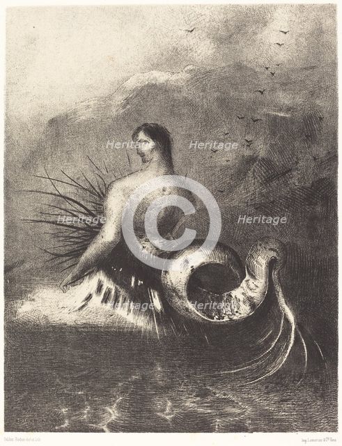 La sirene sortit des flots vetue de dards (The Siren clothed in barbs, emerged from the waves, 1883. Creator: Odilon Redon.