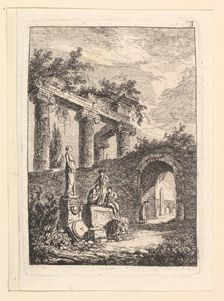 La Statue en Avant les Ruines.n.d. Creator: Hubert Robert