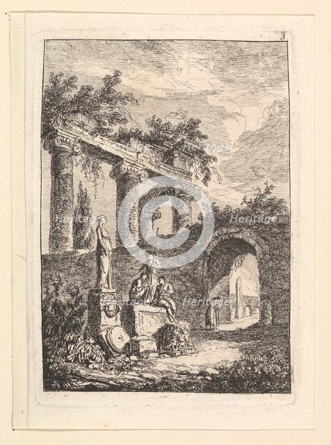 La Statue en Avant les Ruines.n.d. Creator: Hubert Robert.