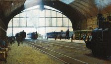 La stazione centrale di Milano nel 1889 (Milan central station in 1889), 1889. Creator: Morbelli, Angelo (1853-1919)