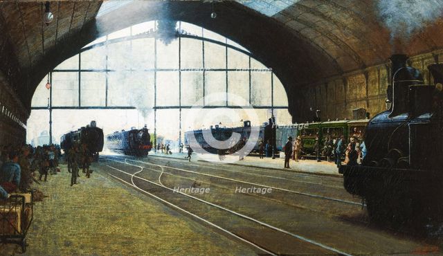 La stazione centrale di Milano nel 1889 (Milan central station in 1889), 1889. Creator: Morbelli, Angelo (1853-1919).