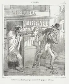 La Suisse appellerait ça ne pas reconnaitre la propriété littéraire, 1866. Creator: Cham