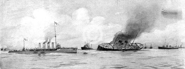 ''La surveillance de la mer; Le 'Konigin-Luisa', batiment poseur de mines allemand', 1914. Creator: Unknown.