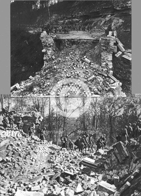 'La poursuite de l'ennemi; sur la route de Longpont a Oulchy-le Chateau, le 18 juillet 1918..., 1918 Creator: Unknown.