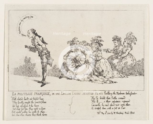 La politesse Françoise, or The English Ladies Petition to His Excellency the Mushro..., May 4, 1789. Creator: Thomas Rowlandson.
