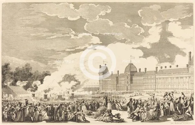 La Pompe funebre en l'honneur des martyrs de la Journee du 10 dans le jardin national, prob. 1794. Creator: Antoine Jean Duclos.