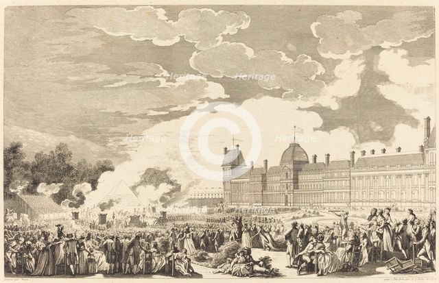 La Pompe funebre en l'honneur des martyrs de la Journee du 10 dans le jardin national, prob. 1794. Creator: Antoine Jean Duclos.