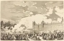 La Pompe funebre en l'honneur des martyrs de la Journee du 10 dans le jardin national, prob. 1794. Creator: Antoine Jean Duclos