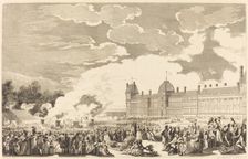 La Pompe funebre en l'honneur des martyrs de la Journee du 10 dans le jardin national, prob. 1794. Creator: Antoine Jean Duclos