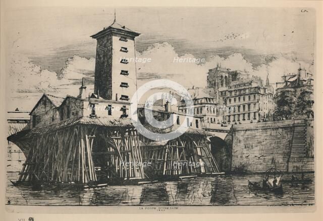 'La Pompe Notre-Dame (9th State, 6 3/4 x 9 7/8 Inches)', 1852, (1927). Artist: Charles Meryon.