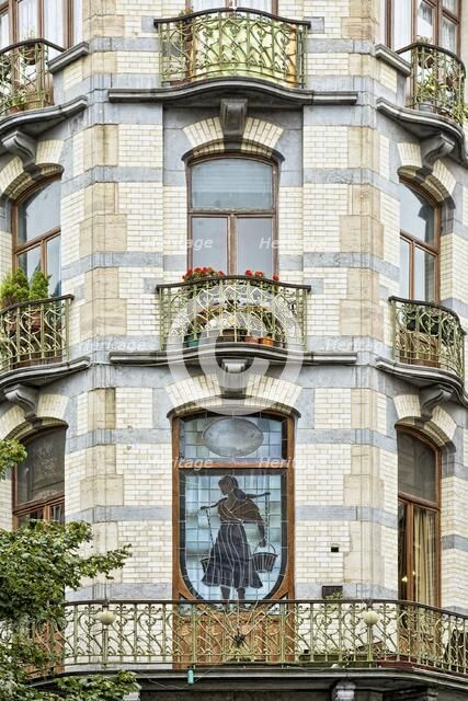 La Porteuse d'Eau, Saint-Gilles, Brussels, Belgium, (1904), c2014-c2017. Artist: Alan John Ainsworth.