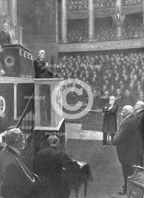 'La Paix Victorieuse; La reception de M Wilson a la Chambre Francais: Le president Wilson..., 1919. Creator: Unknown.