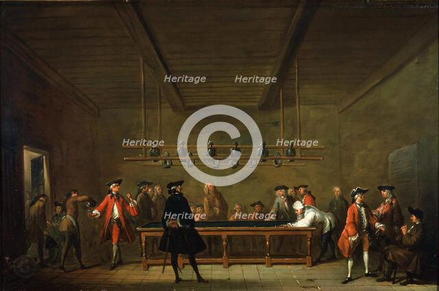 La partie de billard (The Billiard Match), c. 1725. Creator: Chardin, Jean-Baptiste Siméon (1699-1779).