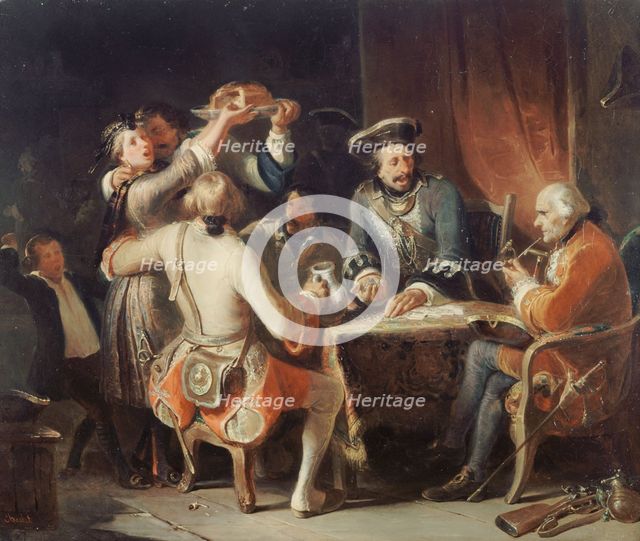 La Partie de cartes, early 19th century.  Creator: Nicolas-Toussaint Charlet.