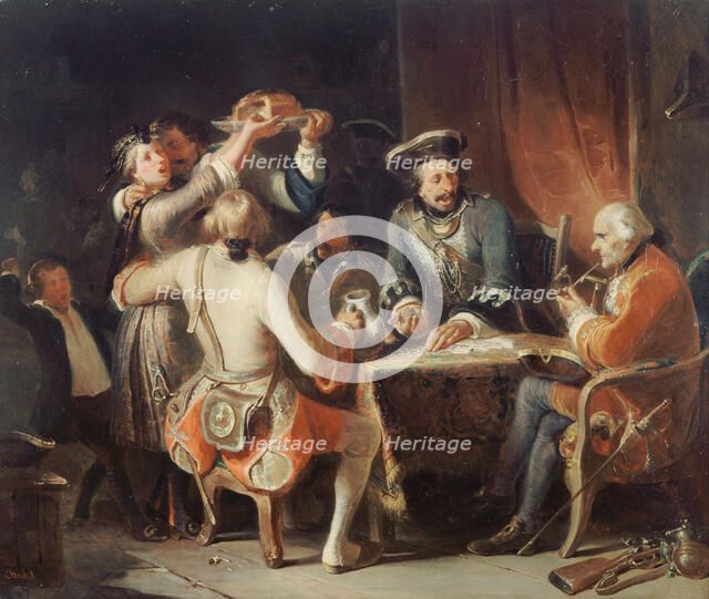 La Partie de cartes, early 19th century.  Creator: Nicolas-Toussaint Charlet.