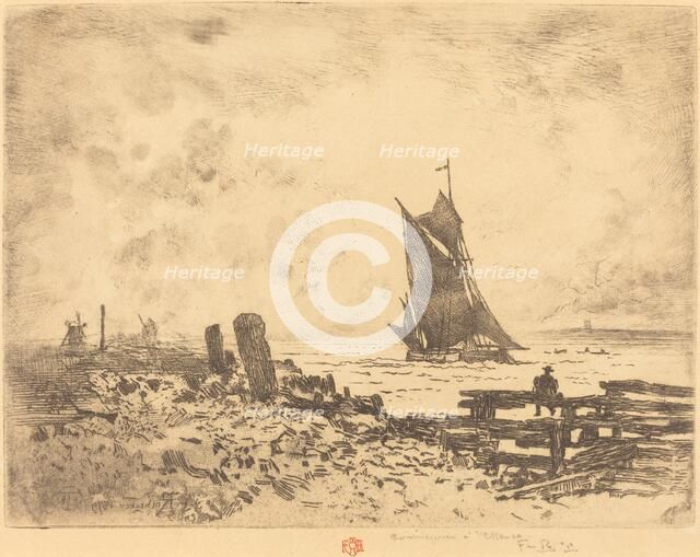 La Petite Marine - Souvenir de Medway (counterproof), 1879. Creator: Felix Hilaire Buhot.