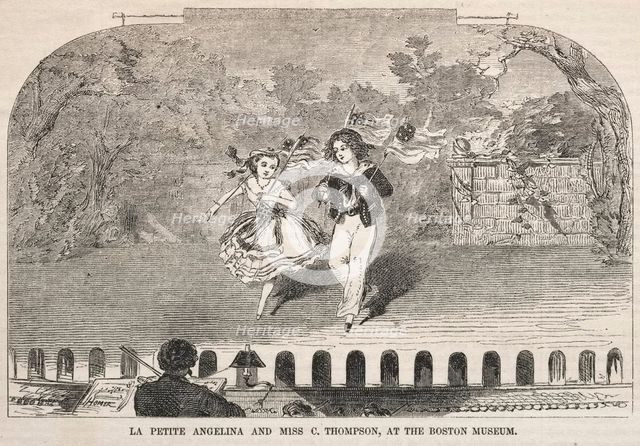 La Petite Angelina and Miss C. Thompson, at the Boston Museum, 1859. Creator: Winslow Homer (American, 1836-1910).