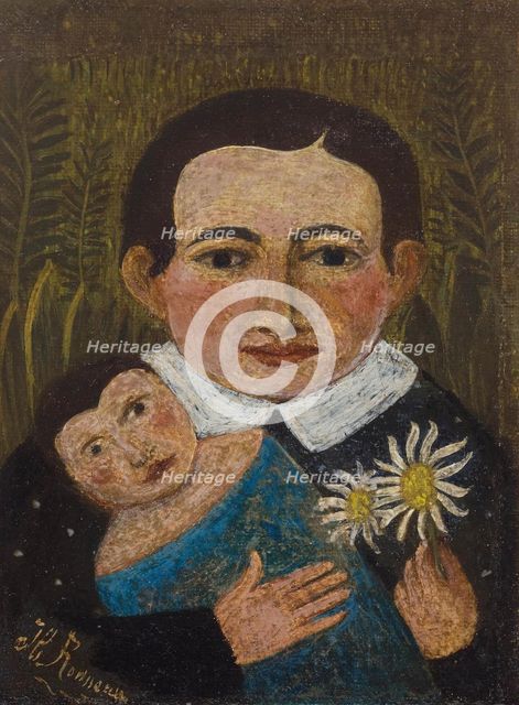 La petite fille à la poupée et aux deux marguerites (The little girl with the doll and..., c.1890. Creator: Rousseau, Henri Julien Félix (1844-1910).