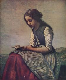 La petite Liseuse ou Jeune bergère assise et lisant c1855. Artist: Jean-Baptiste-Camille Corot