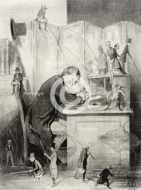 La Pêche, 1843. Creator: Honore Daumier.