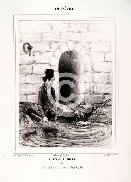 La Pêche. Le Pêcheur acharné ou il ne faut pas disputer des gouts, 1840. Creator: Honore Daumier.