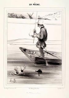La Pêche. Un Pêcheur Endurci, 1840. Creator: Honore Daumier