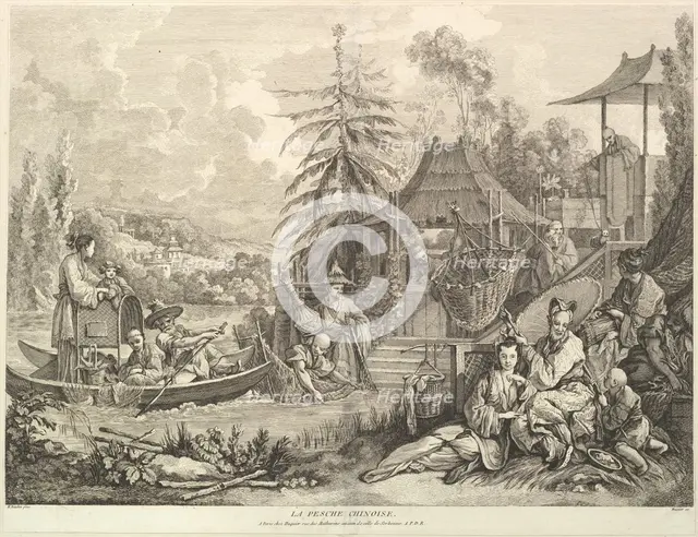 La pesche chinoise (Chinese Fishing), from Chinoiseries, after 1743. Creator: Jacques Gabriel Huquier.