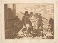La Peste chez les Philistins (Plague Among the Philistines), in an album containing R..., 1782-1821. Creator: Jean Jacques Lagrenee