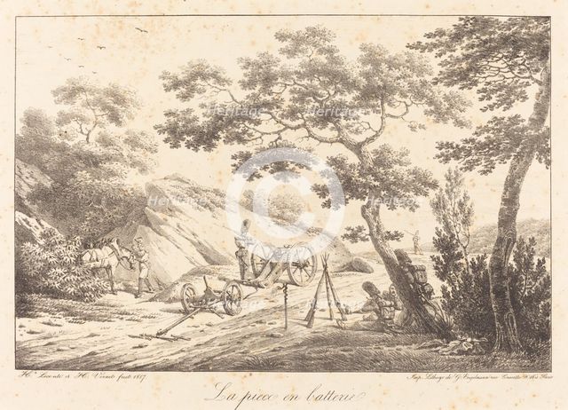 La piece en batterie, 1817. Creator: Emile Jean-Horace Vernet.