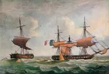 La Piemontaise capturing the Warren Hastings c1806. Artist: Robert Dodd