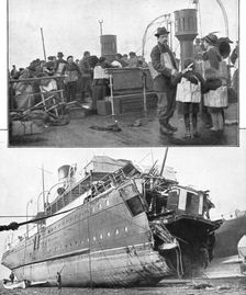 La piraterie sous-marine; Le torpillage du Sussex, le 24 mars 1916. En haut, les passagers a bord, Creator: Unknown
