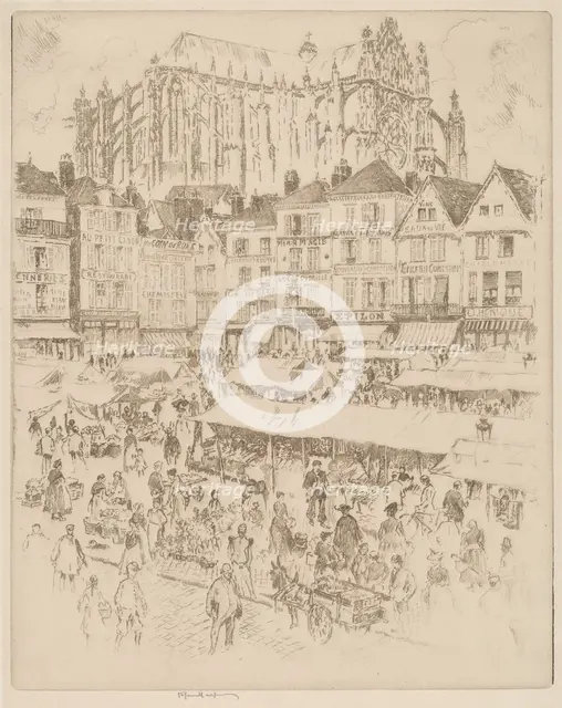 La Place, Beauvais, 1907. Creator: Joseph Pennell.