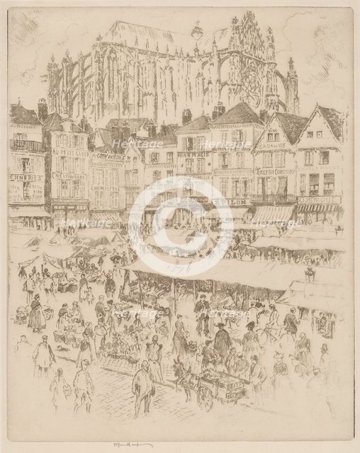 La Place, Beauvais, 1907. Creator: Joseph Pennell.