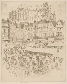 La Place, Beauvais, 1907. Creator: Joseph Pennell