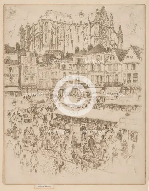La Place, Beauvais, 1907. Creator: Joseph Pennell.