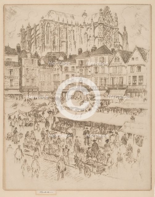 La Place, Beauvais, 1907. Creator: Joseph Pennell.