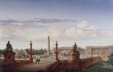 La place de la Concorde, vue de la terrasse du bord de l'eau ; le roi Louis-Philippe..., 1846. Creator: Jean-Charles Geslin