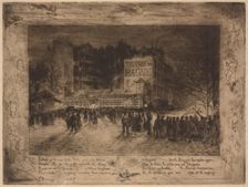La Place des Martyrs et la Taverne du Bagne, 1885. Creator: Félix Hilaire Buhot (French, 1847-1898)