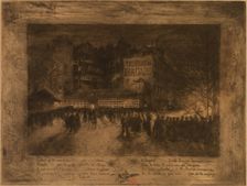 La Place des Martyrs et la Taverne du Bagne, 1885. Creator: Felix Hilaire Buhot