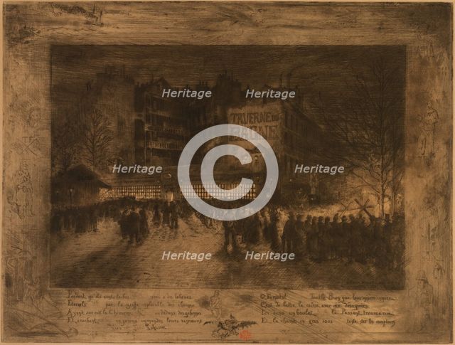 La Place des Martyrs et la Taverne du Bagne, 1885. Creator: Felix Hilaire Buhot.
