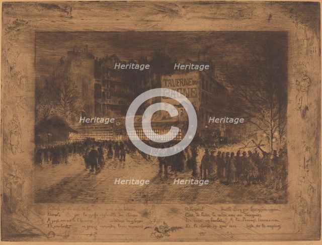 La Place des Martyrs et La Taverne du Bagne (The Place des Martyrs and the Jailhouse..., 1885. Creator: Felix Hilaire Buhot.