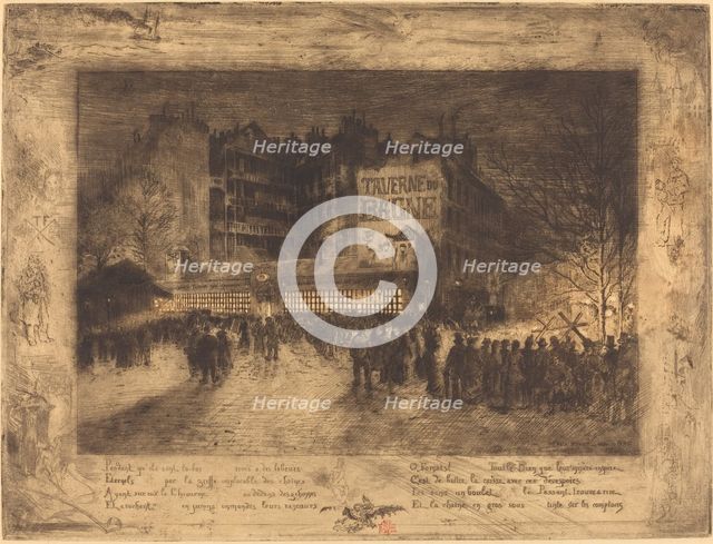 La Place des Martyrs et La Taverne du Bagne (The Place des Martyrs and the Jailhouse..., 1885. Creator: Felix Hilaire Buhot.