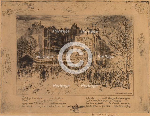 La Place des Martyrs et La Taverne du Bagne (The Place des Martyrs and the Jailhouse..., 1885. Creator: Felix Hilaire Buhot.