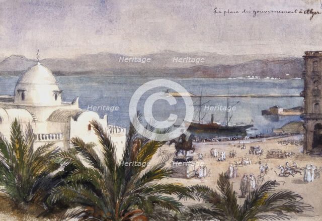 "La place du gouvernement à Algiers". (c1850s) Creator: Fritz von Dardel.