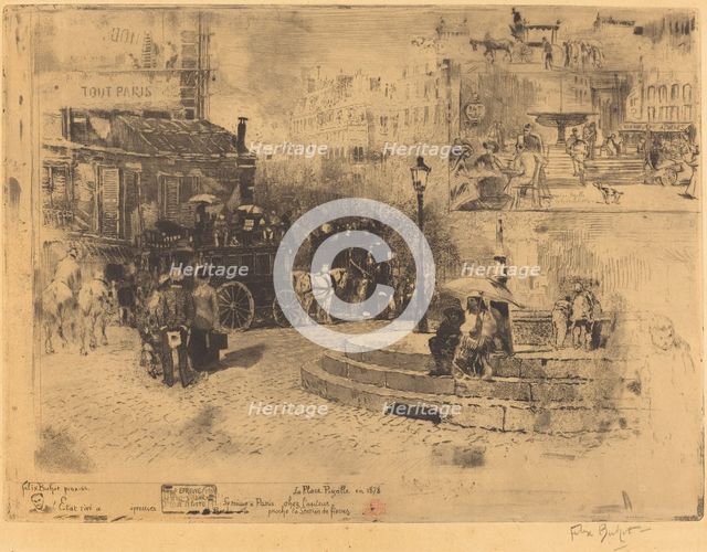 La Place Pigalle en 1878 (Place Pigalle in 1878), 1878. Creator: Felix Hilaire Buhot.