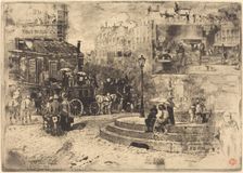 La Place Pigalle en 1878 (Place Pigalle in 1878), 1878. Creator: Felix Hilaire Buhot