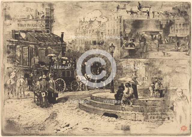 La Place Pigalle en 1878 (Place Pigalle in 1878), 1878. Creator: Felix Hilaire Buhot.