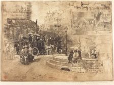 La Place Pigalle en 1878 (Place Pigalle in 1878), 1878. Creator: Felix Hilaire Buhot