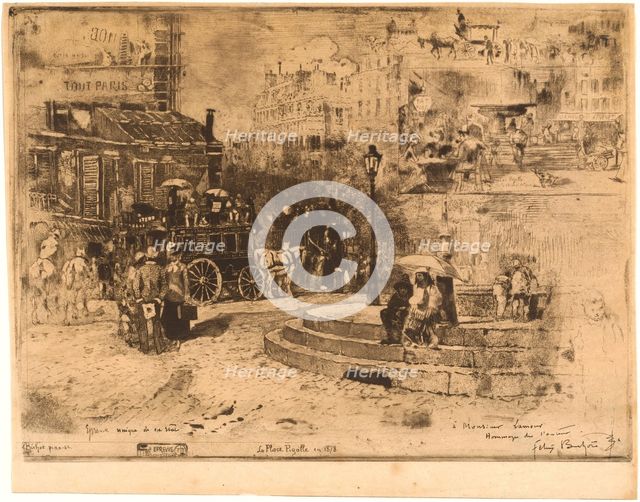 La Place Pigalle en 1878 (Place Pigalle in 1878), 1878. Creator: Felix Hilaire Buhot.